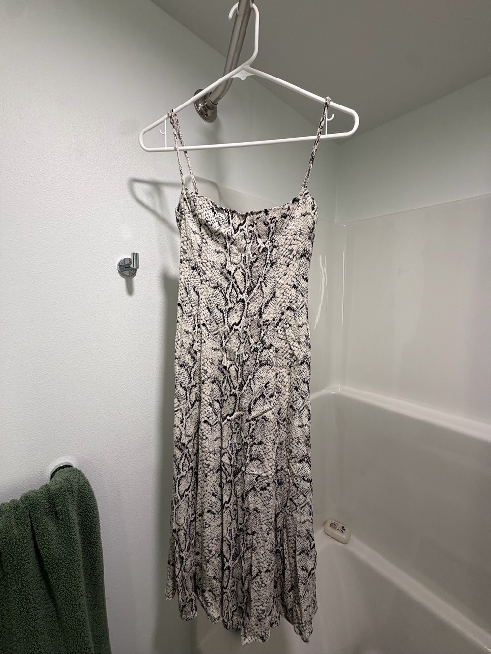 Reformation Snake-Print Slip Dress in Black and White